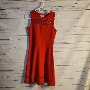 Milly Red Sleeveless Fit & Flare Knit Dress Cutout Detail Size‎ Small